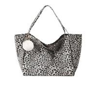 XFSRG Leopardata Borsa Tracolla Donna Grande Borse Tote 41×22×37 cm con Pompon Decorativo e Tasca Interna Leggere Borse per Spiaggia Adatta per uso Quotidiano e Shopping (Bianco)