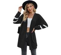 XFSRG Lungo Maniche Cardigan Donna Giacca Elegante Autunno Inverno Cappotto Aperto Cardigan Ampio Casual Solido Maglia(Nero/M)