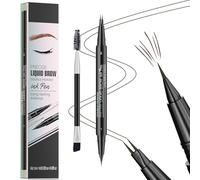 XFSRG Matita Sopracciglia 2-in-1 Eyeliner Liquido 4 Forchetta Con Spazzola Waterproof Anti Sudore Per Sopracciglia Naturali Uso Quotidiano Donne(Marrone)