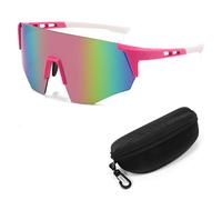 XFSRG Occhiali Ciclismo Uomo Donna Occhiali Veloci Running Sole Sportivi UV400 per Ciclismo Motociclismo Corsa Sci Alpinismo Pesca(Rosa)