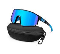 XFSRG Occhiali da Sole da Uomo Donna Ciclismo Polarizzati Protezione UV400 Bicicletta Antivento con Custodia per Ciclismo Corsa Sci(Blu)