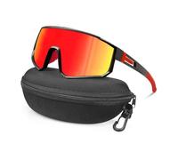 XFSRG Occhiali da Sole da Uomo Donna Ciclismo Polarizzati Protezione UV400 Bicicletta Antivento con Custodia per Ciclismo Corsa Sci(Rosso)