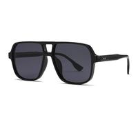 XFSRG Occhiali da Sole Quadrati da Uomo Donna Occhiali da Sole Retrò Pilot a Doppio Ponte Protezione UV400 Occhiali da Guida（Nero）