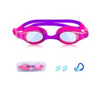 XFSRG Occhialini Da Nuoto Comodi Per Bambini Con Ponte Nasale E Tappi Per Le Orecchie Come Maschera Subacquea Impermeabile Con Protezione UV E Rivestimento Anti Appannamento (Rosa e Viola)