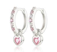 XFSRG Orecchini A Cerchio In Argento 925 Per Donne E Ragazze Come Huggies Con Ciondolo Cuore In Oro E Argento Ipoallergenici Per Bambini E Adulti (Argento)