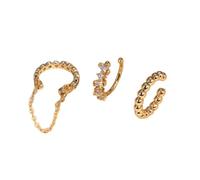 XFSRG Orecchini a clip da donna in oro con catena e cristalli, gioiello per ogni occasione, Eine Grösse, Cromo, Agata