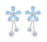 XFSRG Orecchini a Fiore da Donna in Rame con Cristalli Brillanti Bigiotteria Elegante Orecchini Pendenti Floreali Gioielli per Ragazze Stile Delicato e Raffinato (Blu)