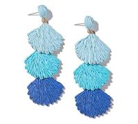 XFSRG Orecchini a Forma di Conchiglia in Paglia di Raffia Boemia Orecchini Pendenti Minimalisti Da Donna Moda para Niñas y Mujeres (Blu)