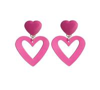 XFSRG Orecchini a Forma di Cuore Doppio Cuore Orecchini San Valentino Compleanno Gioielli Regali per Ragazze Donna(Rosso)