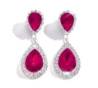 XFSRG Orecchini a Goccia Pendenti con Cristalli Eleganti Gioielli Donna Orecchini Donna con Zirconi Brillanti Accessori Moda Cerimonia Matrimonio Festa (Fucsia)