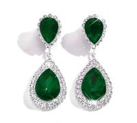 XFSRG Orecchini a Goccia Pendenti con Cristalli Eleganti Gioielli Donna Orecchini Donna con Zirconi Brillanti Accessori Moda Cerimonia Matrimonio Festa (Verde)