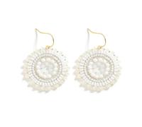 XFSRG Orecchini Boho con Perline Intrecciati a Mano in Stile Etnico Design Rotondo Lunghi 5 cm Ultraleggeri Perfetti con Jeans e Abiti per Donna e Uso Quotidiano (Bianco)