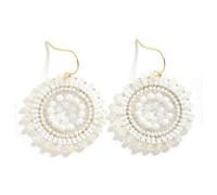 XFSRG Orecchini Boho con Perline Intrecciati a Mano in Stile Etnico Design Rotondo Lunghi 5 cm Ultraleggeri Perfetti con Jeans e Abiti per Donna e Uso Quotidiano (Bianco)