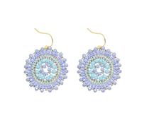 XFSRG Orecchini Boho con Perline Intrecciati a Mano in Stile Etnico Design Rotondo Lunghi 5 cm Ultraleggeri Perfetti con Jeans e Abiti per Donna e Uso Quotidiano (Blu)