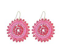 XFSRG Orecchini Boho con Perline Intrecciati a Mano in Stile Etnico Design Rotondo Lunghi 5 cm Ultraleggeri Perfetti con Jeans e Abiti per Donna e Uso Quotidiano (Rosso)
