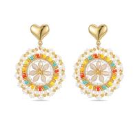 XFSRG Orecchini Boho Donna Goccia Pendenti Rotondi con Perline Cristallo Handmade Pendenti Orecchini Ipoallergenici Goccia Cerchio Donna Ragazza Stile Etnico Chic Gioielli (Colorato)