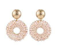 XFSRG Orecchini Boho Donna Goccia Pendenti Rotondi con Perline Cristallo Handmade Pendenti Orecchini Ipoallergenici Bohemien Goccia Cerchio Donna Ragazza Stile Etnico Chic Gioielli (Beige)