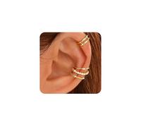 XFSRG Orecchini Donna 14K Oro Clip-On 4 Paia Cerchi Lisci Zirconi e Twist per Look Sovrapposti alla Moda Ideali per Chi Non Ha Fori alle Orecchie