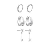 XFSRG Orecchini Donna Argento 925 Zirconi Brillanti Cerchio e Punti Luce Eleganti per Tutte le Occasioni
