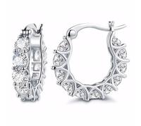XFSRG Orecchini Donna Cerchio con Zirconi Brillanti Gioielli Argento Eleganti Piccoli Orecchini a Cerchio Cristallo Accessori Moda Bijoux Idea Regalo (A)