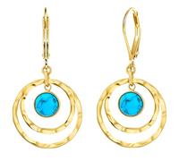 XFSRG Orecchini Donna Cerchio Doppio con Turchese Ipoallergenici Orecchino Pendente Vintage Gioielli Donna Stile Boho Regalo di Festa