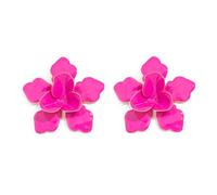 XFSRG Orecchini Donna con Fiore 3D Stravagante Design Floreale Grande con Smalto Lucido a Goccia Orecchini Leggeri e Appariscente Bijoux per l’Uso Quotidiano (Rosa)