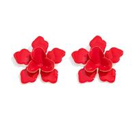 XFSRG Orecchini Donna con Fiore 3D Stravagante Design Floreale Grande con Smalto Lucido a Goccia Orecchini Leggeri e Appariscente Bijoux per l’Uso Quotidiano (Rosso)