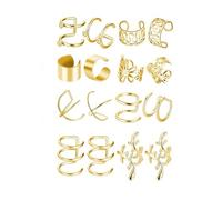 XFSRG Orecchini Donna Ear Cuff Set in Oro Placcato Design Elegante e Moderno Adatti per Ogni Occasione Non Forati Anallergici (Oro)