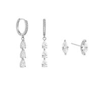 XFSRG Orecchini Donna Eleganti con Pendenti a Goccia in Cristallo Orecchini Cerchio in Oro per Occasioni Speciali e Uso Quotidiano (Argento)