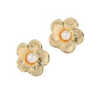 XFSRG Orecchini Donna Fiore Perla Eleganti Placcati Oro Gioielli Moda Accessori Bijoux Regali Stile Vintage Pendenti Matrimonio Cerimonia (A)