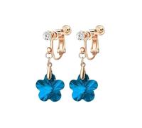 XFSRG Orecchini Donna Fiore Rosso Cristallo Pendenti Eleganti Moda Gioielli Lega per Occasioni Speciali (Blu)