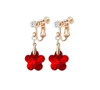 XFSRG Orecchini Donna Fiore Rosso Cristallo Pendenti Eleganti Moda Gioielli Lega per Occasioni Speciali (Rosso)