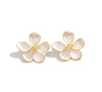 XFSRG Orecchini Donna Forma del Fiore Gioielli a Lobo Eleganti Orecchini Statement Gioielli Donna Accessori Moda Bijoux Regalo Perfetto per Matrimoni Feste Anniversari Compleanno (Bianco)