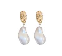 XFSRG Orecchini Donna Pendenti con Perle Barocche e Placcatura Oro, Gioielli Eleganti per Occasioni Speciali, Orecchini Anallergici in Acciaio Inossidabile