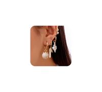 XFSRG Orecchini Donna Pendenti Conchiglia E Stella Marina Design Elegante Orecchini Argento 925 Per Ogni Occasione (Bianco)