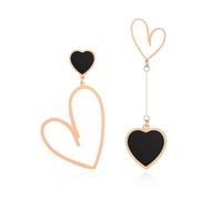 XFSRG Orecchini Donna Pendenti Cuore Asimmetrico Moda Gioielli Eleganti per Feste e Occasioni Speciali (Nero)