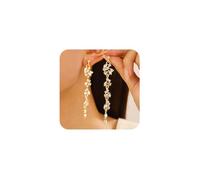 XFSRG Orecchini Donna Pendenti Eleganti con Cristalli Brillanti Orecchini Grandi Accessorio Perfetto per Eventi Speciali e Serate Glamour (Oro)