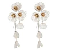 XFSRG Orecchini Donna Pendenti Fiore Eleganti Lunghi Gioielli Moda Argento Accessori Bijoux Regali Cerimonia Matrimonio Festa (A)