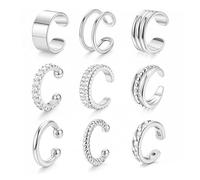 XFSRG Orecchini finti senza buco Set multiplo con texture intrecciata, dettagli geometrici, placcatura oro e strass scintillanti