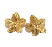 XFSRG Orecchini Fiore Metallici Texture Eleganti Gioielli Donna Dimensione 2.8cm Leggeri Lussuosi Accessori Primavera
