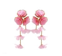 XFSRG Orecchini Fiore per Donne Orecchini Pendenti Lunghi Ipoallergenici Oversize Earrings Eleganti Petali Romantici Estivi Vacanze Gioielli (rosa)