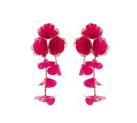 XFSRG Orecchini Fiore per Donne Orecchini Pendenti Lunghi Ipoallergenici Oversize Earrings Eleganti Petali Romantici Estivi Vacanze Gioielli (rose-rosso)