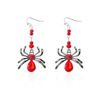 XFSRG Orecchini Halloween Donna Orecchini Ragni Scintillanti e Gocce di Pietra Preziosa Pendenti Leggeri e D’Impatto Gioielli Gothic per Party e Quotidiano (Rosso)