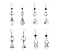 XFSRG Orecchini Halloween Donna Pendenti Teschio Ragno Ragnatela Zucca Decorativi Gioielli Spaventosi Festa Maschera Accessori Costume Halloween Lunghi (Argento)
