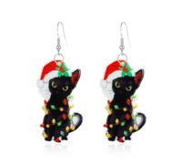 XFSRG Orecchini Natalizi Per Donne Con Decorazione Gatto Nero Come Accessori Festivi Per Feste Di Natale E Occasioni Festive Design Elegante Con Lavorazione Di Alta Qualità