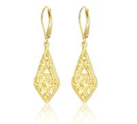 XFSRG Orecchini Pendenti Donna Oro 14K Design Rombo Traforato Vintage Elegante Gioielli Per Sera Matrimonio Occasioni Speciali