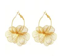XFSRG Orecchini Pendenti Donna Oro 14K Fiore Scolpito Effetto Lucente Retrò Chic Leggeri Raffinati per Stile Romantico e Occasioni Speciali