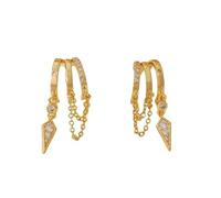 XFSRG Orecchini Pendenti Per Donne In Oro 14 Carati Come Triplo Huggie Conchiglia Con Gioiello Dichiarazione Carino E Design Goccia Delicato Per Gioielli Dorati Alla Moda ()