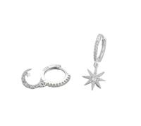 XFSRG Orecchini per Donna Orecchini Ago in Argento 925 Ipoallergenic Piccolo Orecchino con Stella Lunare Pendientes Wedding per Ragazze Bambini