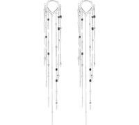XFSRG Orecchini Swarovski Donna Eleganti Lunghi con Perline Argento per Occasioni Speciali